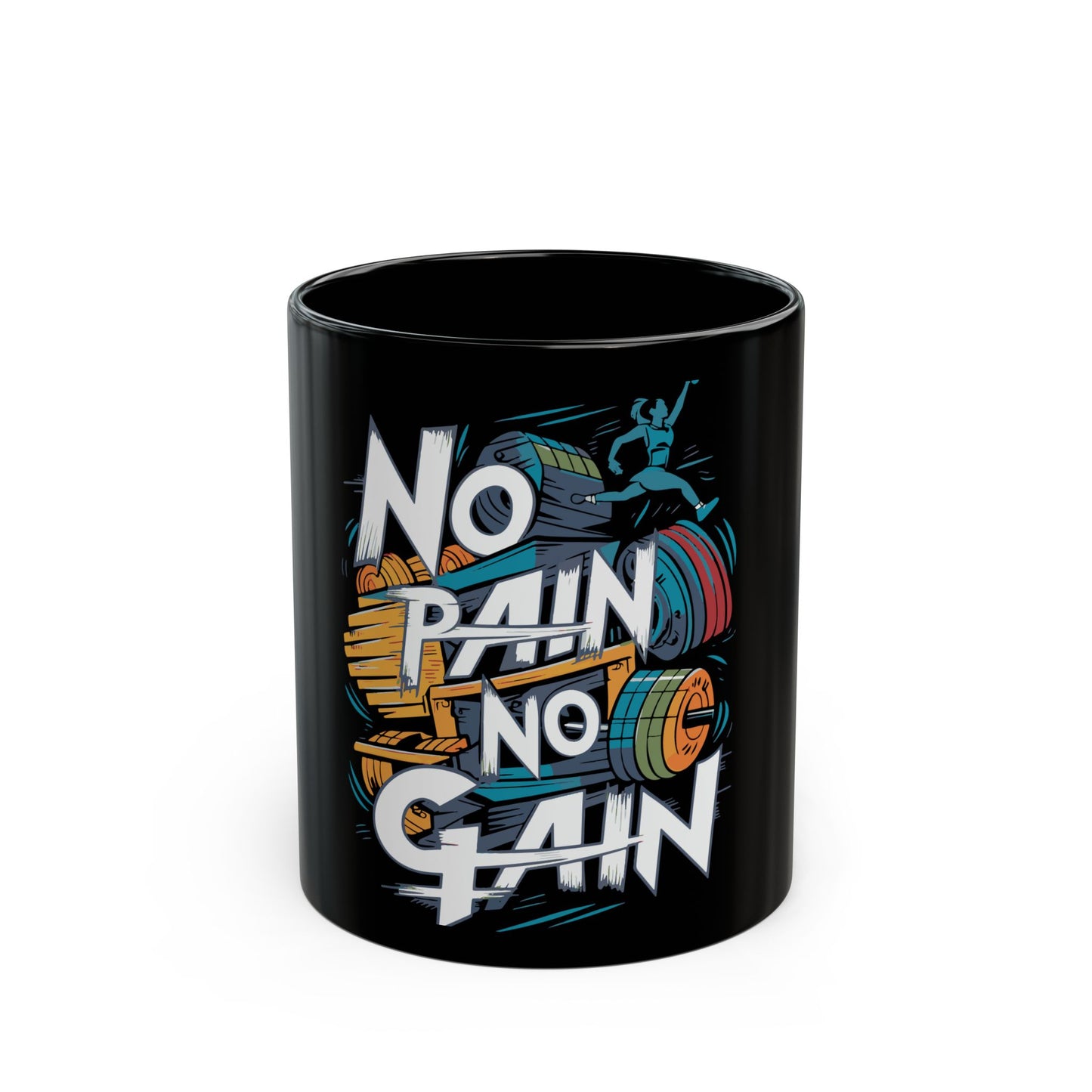 No Pain No Gain Black Mug (11oz, 15oz)